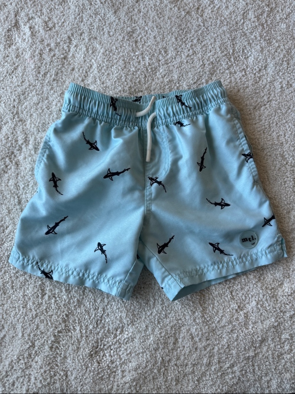Miles the Label Light Blue Shark Print Swim Shorts